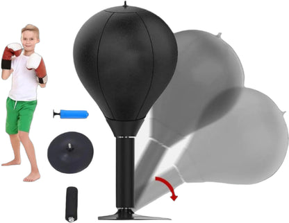 Standing Boxing Punch Bag with Speed Ball for Home Gym and Stress Relief – Synthetic Leather, Red and Black